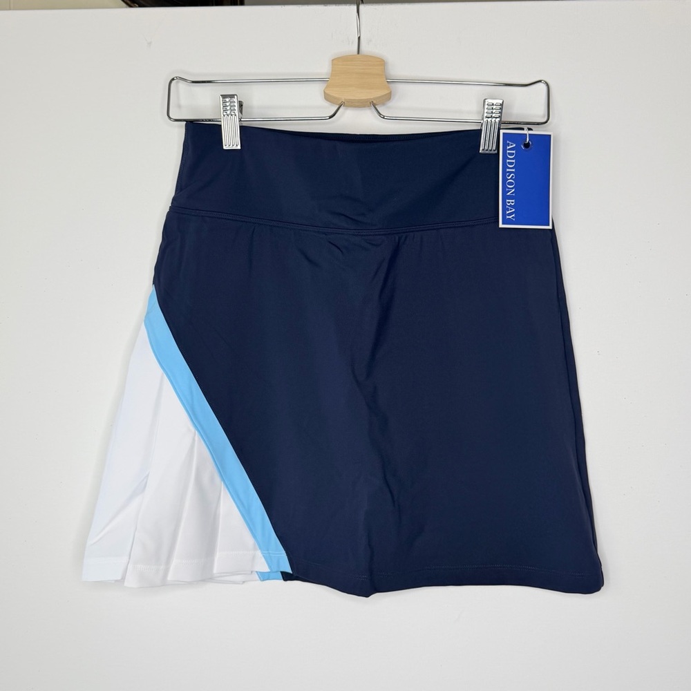New! ADDISON BAY Preppy Navy Pleated Aymmetrical Tennis Skirt Skort XS $138